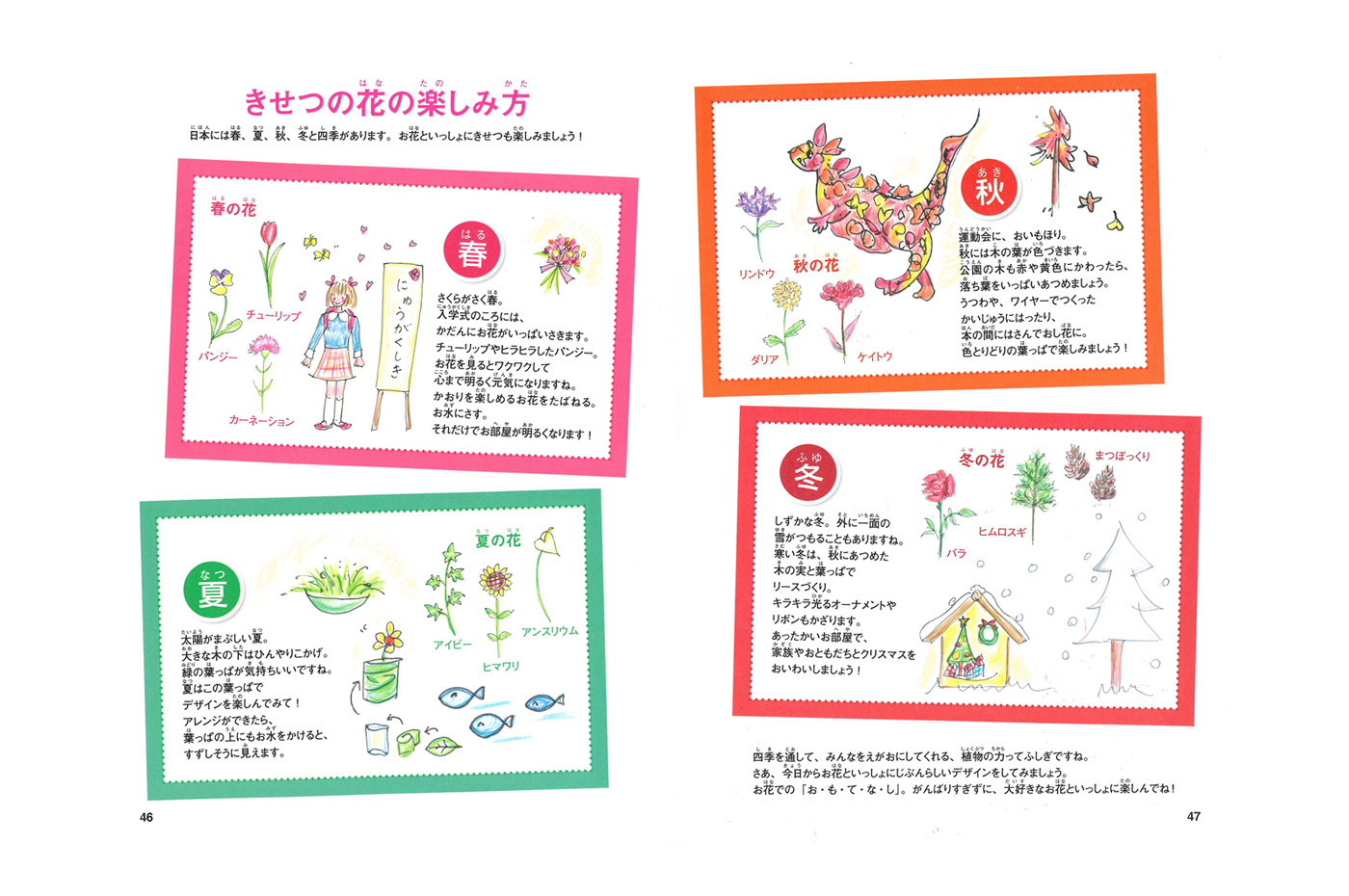 『ワクワクお花屋さん気分 はじめての花レッスン』書籍の見開き